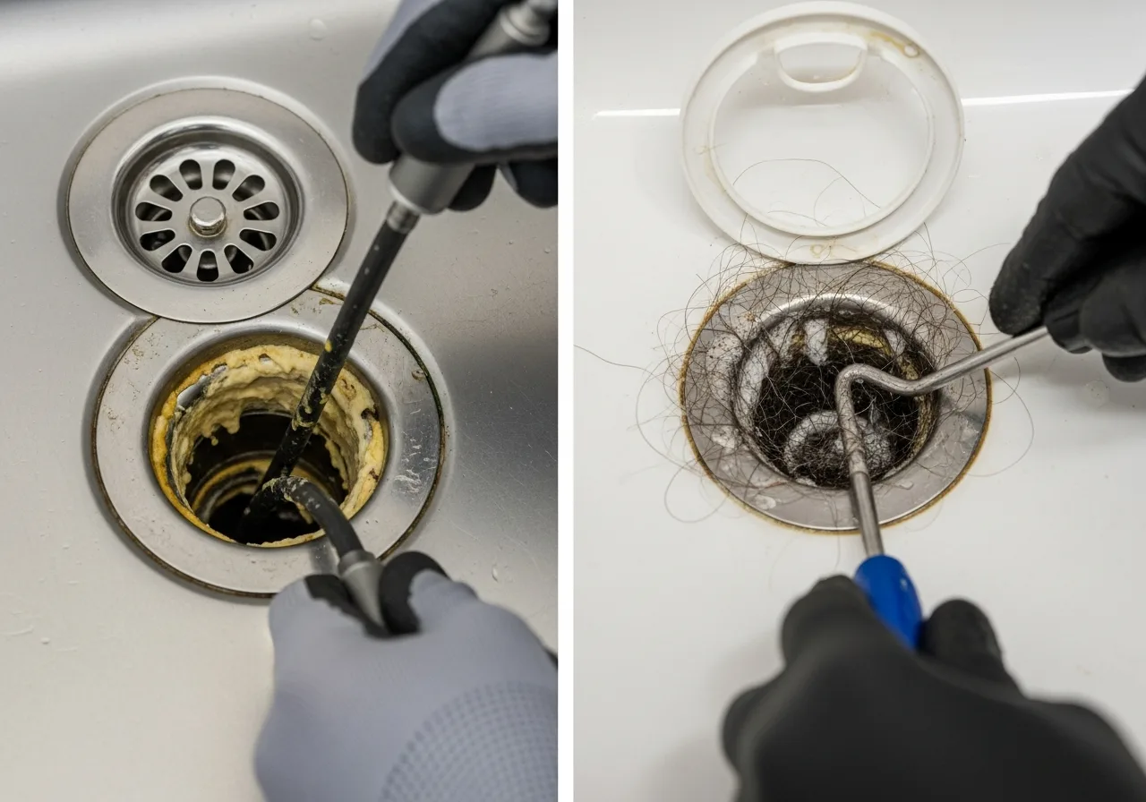 Cuisine ou salle de bain : deux bouchons, deux causes